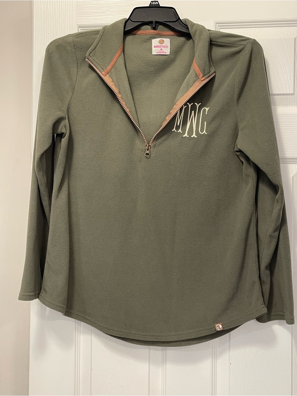 Marley Lilly Olive Green Quarter-Zip Fleece Pullover